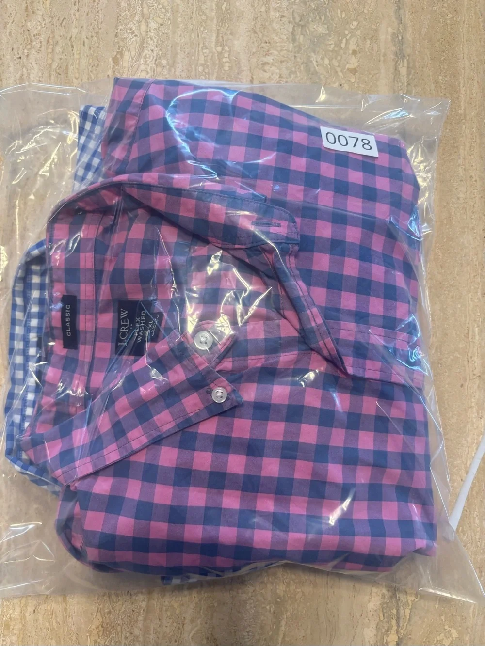 Lot of 2 J.Crew Mens XXL Flex Washed Classic Fit Gingham Button Down Shirts #007